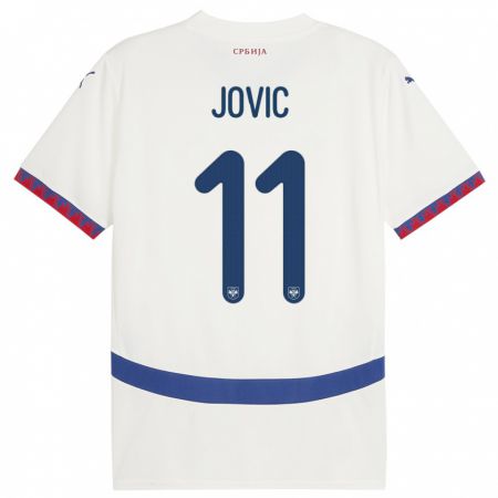 Kandiny Gyermek Szerbia Luka Jovic #8 Fehér Idegenbeli Jersey 24-26 Mez Póló Ing