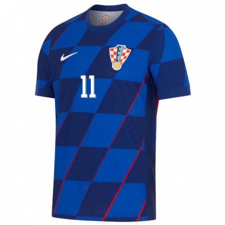 Kandiny Gyermek Horvátország Marcelo Brozovic #11 Kék Idegenbeli Jersey 24-26 Mez Póló Ing