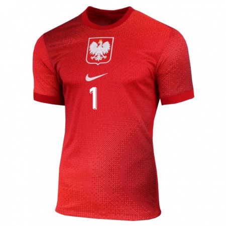 Kandiny Gyermek Lengyelország Wojciech Szczesny #1 Piros Idegenbeli Jersey 24-26 Mez Póló Ing