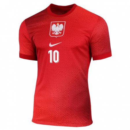 Kandiny Gyermek Lengyelország Grzegorz Krychowiak #10 Piros Idegenbeli Jersey 24-26 Mez Póló Ing