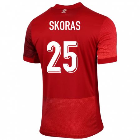 Kandiny Gyermek Lengyelország Michal Skoras #25 Piros Idegenbeli Jersey 24-26 Mez Póló Ing