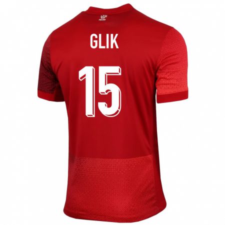 Kandiny Gyermek Lengyelország Kamil Glik #15 Piros Idegenbeli Jersey 24-26 Mez Póló Ing