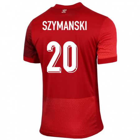 Kandiny Gyermek Lengyelország Sebastian Szymanski #20 Piros Idegenbeli Jersey 24-26 Mez Póló Ing