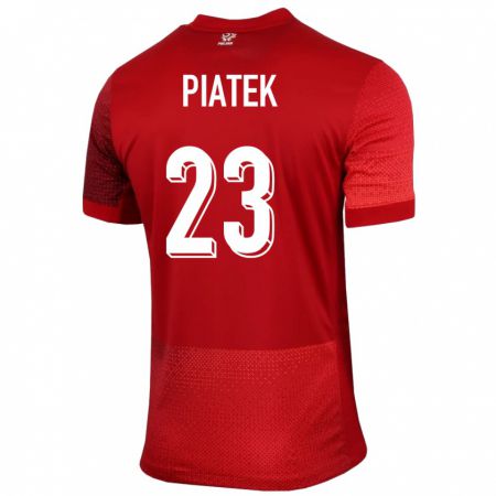 Kandiny Gyermek Lengyelország Krzysztof Piatek #23 Piros Idegenbeli Jersey 24-26 Mez Póló Ing