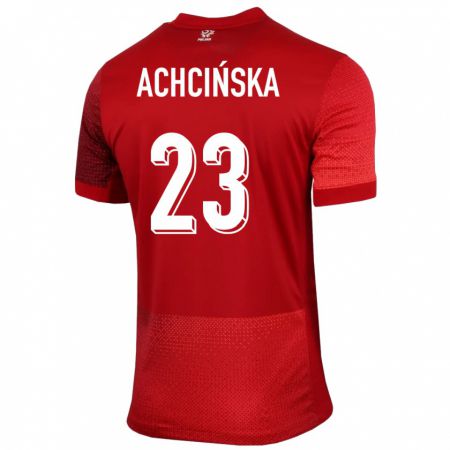 Kandiny Gyermek Lengyelország Adriana Achcinska #23 Piros Idegenbeli Jersey 24-26 Mez Póló Ing