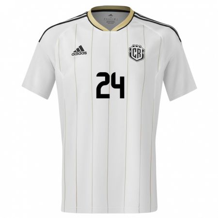 Kandiny Gyermek Costa Rica Douglas Lopez #24 Fehér Idegenbeli Jersey 24-26 Mez Póló Ing