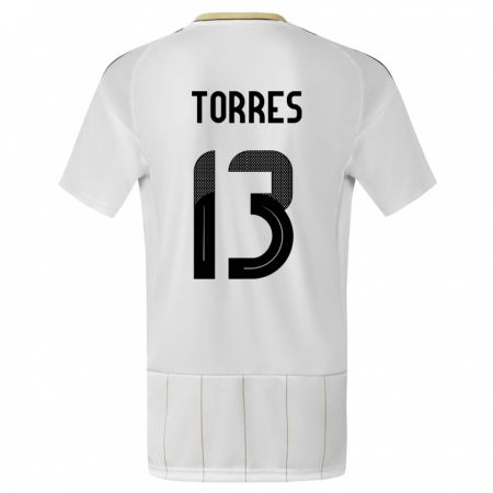 Kandiny Gyermek Costa Rica Gerson Torres #13 Fehér Idegenbeli Jersey 24-26 Mez Póló Ing