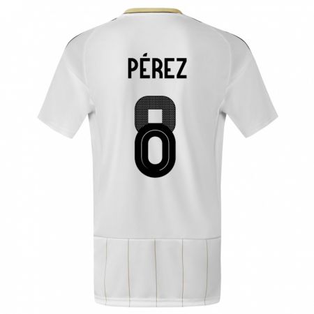 Kandiny Gyermek Costa Rica Creichel Perez #8 Fehér Idegenbeli Jersey 24-26 Mez Póló Ing