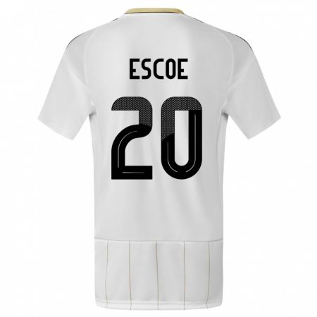 Kandiny Gyermek Costa Rica Enyel Escoe #20 Fehér Idegenbeli Jersey 24-26 Mez Póló Ing