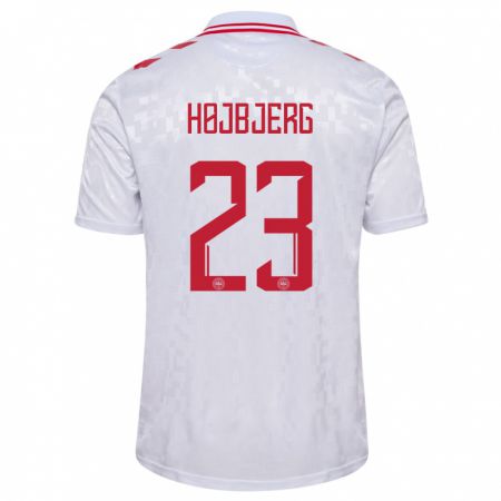 Kandiny Gyermek Dánia Pierre-Emile Højbjerg #23 Fehér Idegenbeli Jersey 24-26 Mez Póló Ing