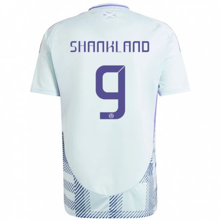 Kandiny Gyermek Skócia Lawrence Shankland #9 Világos Menta Kék Idegenbeli Jersey 24-26 Mez Póló Ing