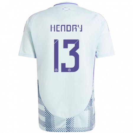 Kandiny Gyermek Skócia Jack Hendry #13 Világos Menta Kék Idegenbeli Jersey 24-26 Mez Póló Ing