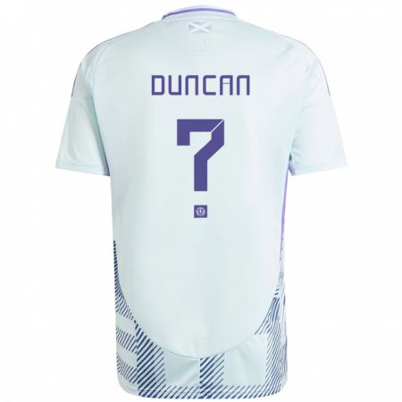 Kandiny Gyermek Skócia Ryan Duncan #0 Világos Menta Kék Idegenbeli Jersey 24-26 Mez Póló Ing