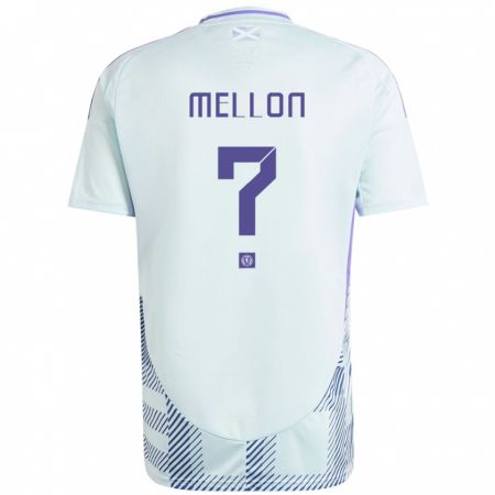 Kandiny Gyermek Skócia Michael Mellon #0 Világos Menta Kék Idegenbeli Jersey 24-26 Mez Póló Ing