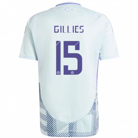 Kandiny Gyermek Skócia Matthew Gillies #15 Világos Menta Kék Idegenbeli Jersey 24-26 Mez Póló Ing