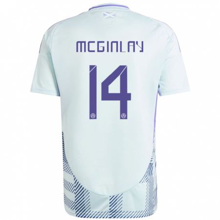 Kandiny Gyermek Skócia Aiden Mcginlay #14 Világos Menta Kék Idegenbeli Jersey 24-26 Mez Póló Ing