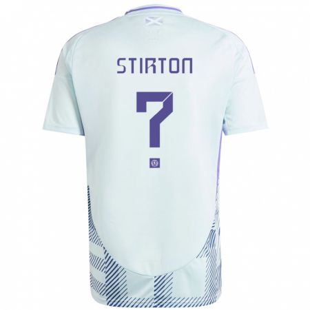 Kandiny Gyermek Skócia Owen Stirton #0 Világos Menta Kék Idegenbeli Jersey 24-26 Mez Póló Ing