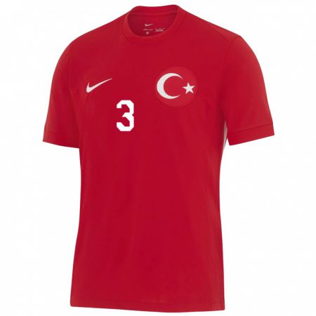 Kandiny Gyermek Törökország Merih Demiral #3 Piros Idegenbeli Jersey 24-26 Mez Póló Ing