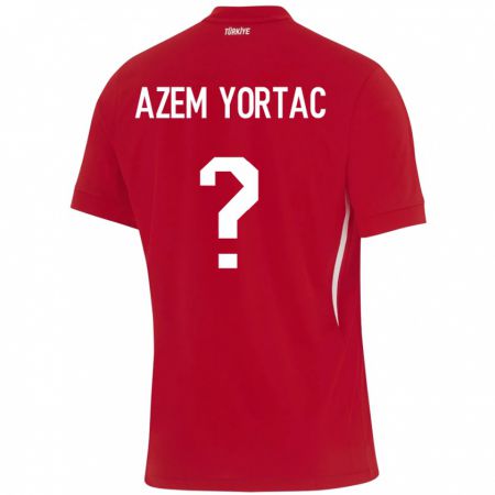 Kandiny Gyermek Törökország Mustafa Azem Yortaç #0 Piros Idegenbeli Jersey 24-26 Mez Póló Ing