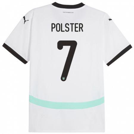 Kandiny Gyermek Ausztria Manuel Polster #7 Fehér Idegenbeli Jersey 24-26 Mez Póló Ing