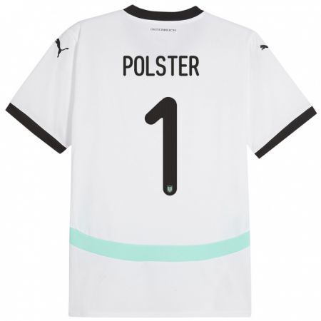 Kandiny Gyermek Ausztria Nikolas Polster #1 Fehér Idegenbeli Jersey 24-26 Mez Póló Ing