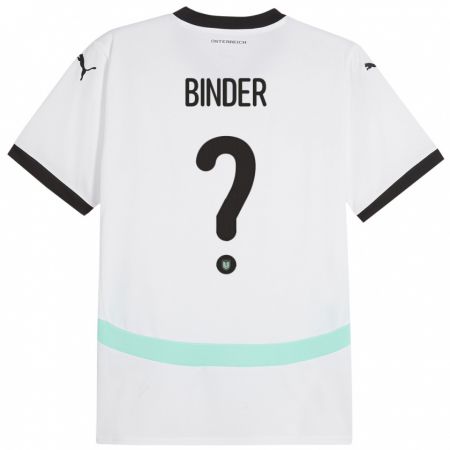 Kandiny Gyermek Ausztria Nicolas Binder #0 Fehér Idegenbeli Jersey 24-26 Mez Póló Ing