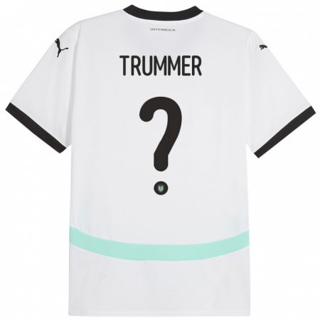 Kandiny Gyermek Ausztria Tim Trummer #0 Fehér Idegenbeli Jersey 24-26 Mez Póló Ing