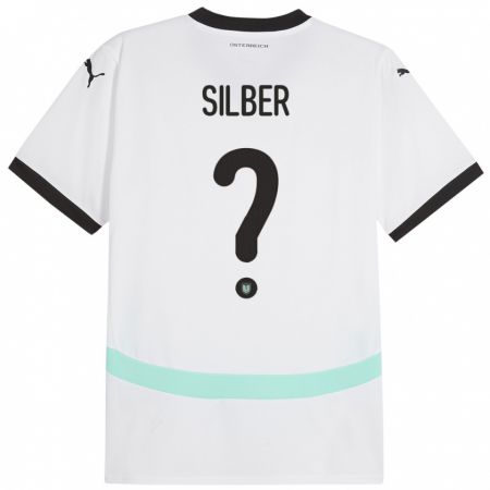 Kandiny Gyermek Ausztria Fabian Silber #0 Fehér Idegenbeli Jersey 24-26 Mez Póló Ing