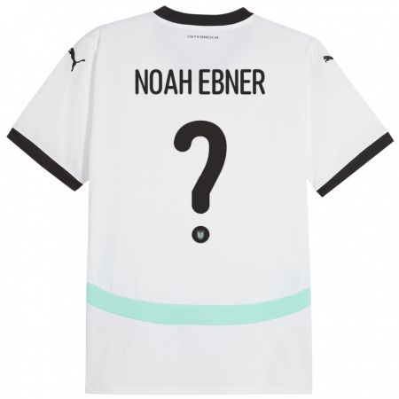 Kandiny Gyermek Ausztria Noah Ebner #0 Fehér Idegenbeli Jersey 24-26 Mez Póló Ing