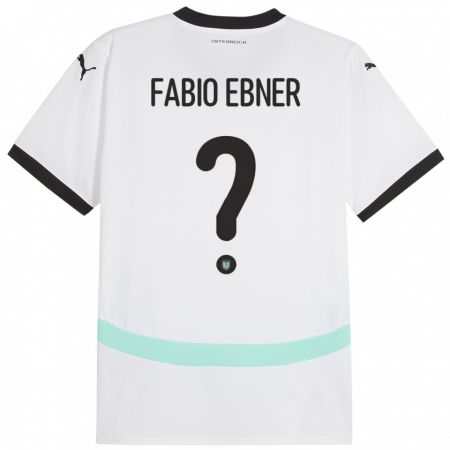 Kandiny Gyermek Ausztria Fabio Ebner #0 Fehér Idegenbeli Jersey 24-26 Mez Póló Ing