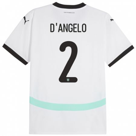 Kandiny Gyermek Ausztria Chiara D’Angelo #2 Fehér Idegenbeli Jersey 24-26 Mez Póló Ing