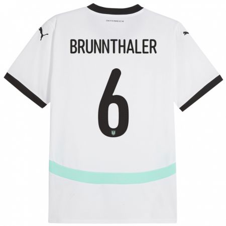 Kandiny Gyermek Ausztria Melanie Brunnthaler #6 Fehér Idegenbeli Jersey 24-26 Mez Póló Ing