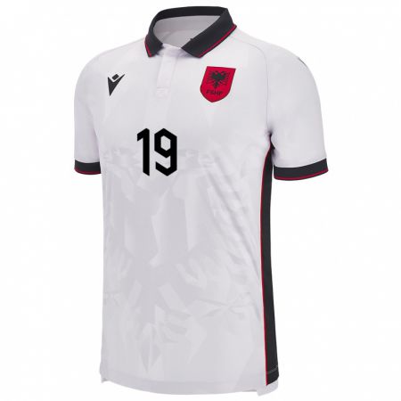 Kandiny Gyermek Albania Ermir Rashica #19 Fehér Idegenbeli Jersey 24-26 Mez Póló Ing