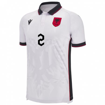 Kandiny Gyermek Albania Armera Tukaj #2 Fehér Idegenbeli Jersey 24-26 Mez Póló Ing