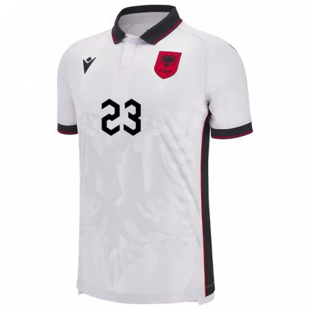 Kandiny Gyermek Albania Endri Dema #23 Fehér Idegenbeli Jersey 24-26 Mez Póló Ing