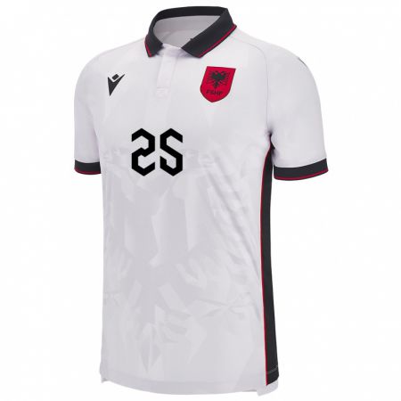 Kandiny Gyermek Albania Naser Aliji #25 Fehér Idegenbeli Jersey 24-26 Mez Póló Ing