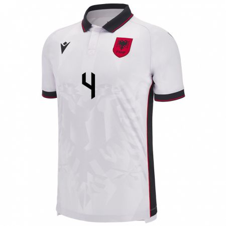 Kandiny Gyermek Albania Elseid Hysaj #4 Fehér Idegenbeli Jersey 24-26 Mez Póló Ing