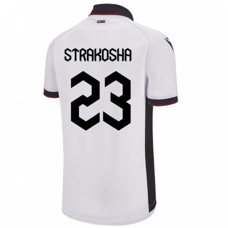 Kandiny Gyermek Albania Thomas Strakosha #23 Fehér Idegenbeli Jersey 24-26 Mez Póló Ing