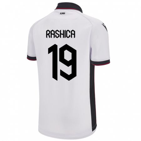 Kandiny Gyermek Albania Ermir Rashica #19 Fehér Idegenbeli Jersey 24-26 Mez Póló Ing