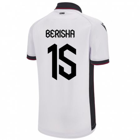 Kandiny Gyermek Albania Gresa Berisha #15 Fehér Idegenbeli Jersey 24-26 Mez Póló Ing