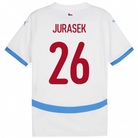 Kandiny Gyermek Csehország Matej Jurasek #26 Fehér Idegenbeli Jersey 24-26 Mez Póló Ing