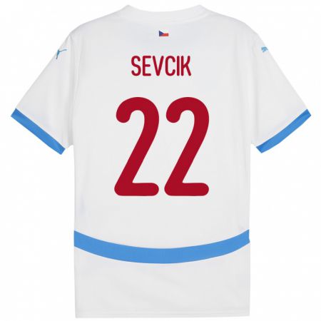 Kandiny Gyermek Csehország Michal Sevcik #22 Fehér Idegenbeli Jersey 24-26 Mez Póló Ing