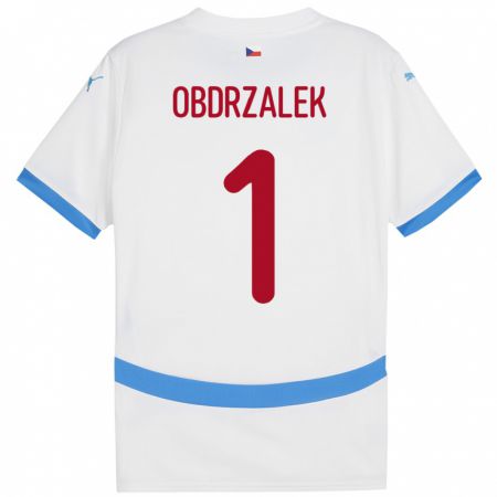 Kandiny Gyermek Csehország Marek Obdrzalek #1 Fehér Idegenbeli Jersey 24-26 Mez Póló Ing