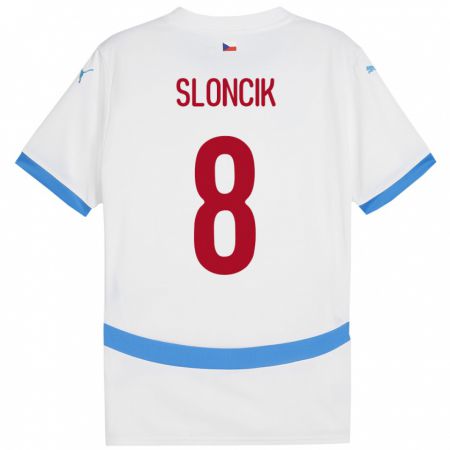 Kandiny Gyermek Csehország Simon Sloncik #8 Fehér Idegenbeli Jersey 24-26 Mez Póló Ing