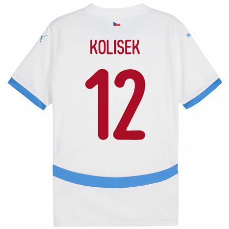 Kandiny Gyermek Csehország Jakub Kolisek #12 Fehér Idegenbeli Jersey 24-26 Mez Póló Ing