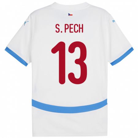Kandiny Gyermek Csehország Sebastian Pech #13 Fehér Idegenbeli Jersey 24-26 Mez Póló Ing