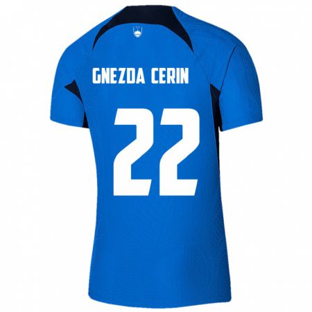 Kandiny Gyermek Szlovénia Adam Gnezda Cerin #22 Kék Idegenbeli Jersey 24-26 Mez Póló Ing