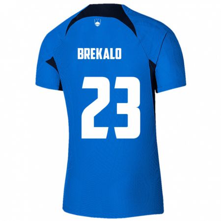 Kandiny Gyermek Szlovénia David Brekalo #23 Kék Idegenbeli Jersey 24-26 Mez Póló Ing