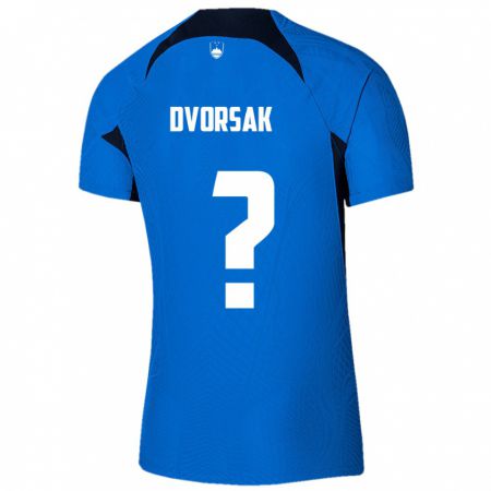 Kandiny Gyermek Szlovénia Matej Dvorsak #0 Kék Idegenbeli Jersey 24-26 Mez Póló Ing