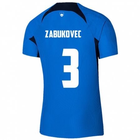 Kandiny Gyermek Szlovénia Anze Zabukovec #3 Kék Idegenbeli Jersey 24-26 Mez Póló Ing